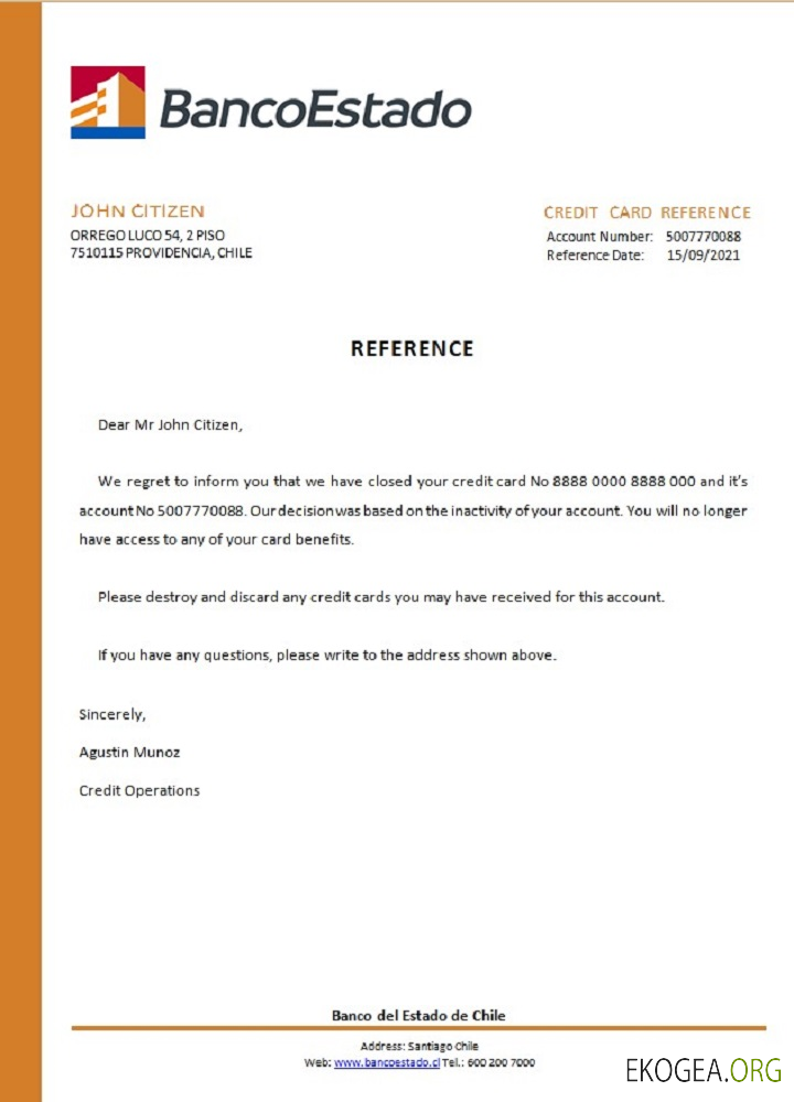 Référence Chile , Banco del Estado , closure